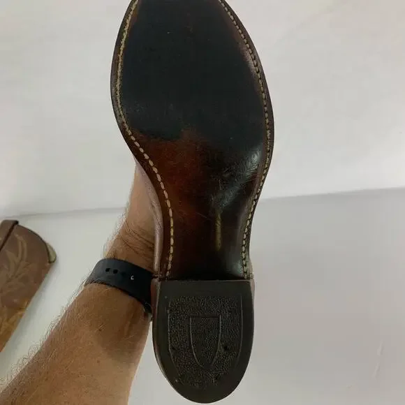 Texas Brand Western Cowboy Boots Brown Men's Size 9M - Picture 8 of 16